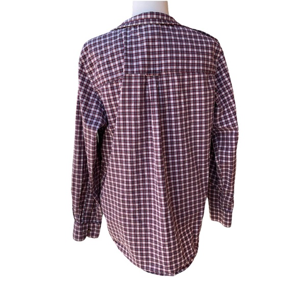 Chaps Red Navy Blue Plaid Flannel Cotton Button Down Unisex - Picture 2 of 10